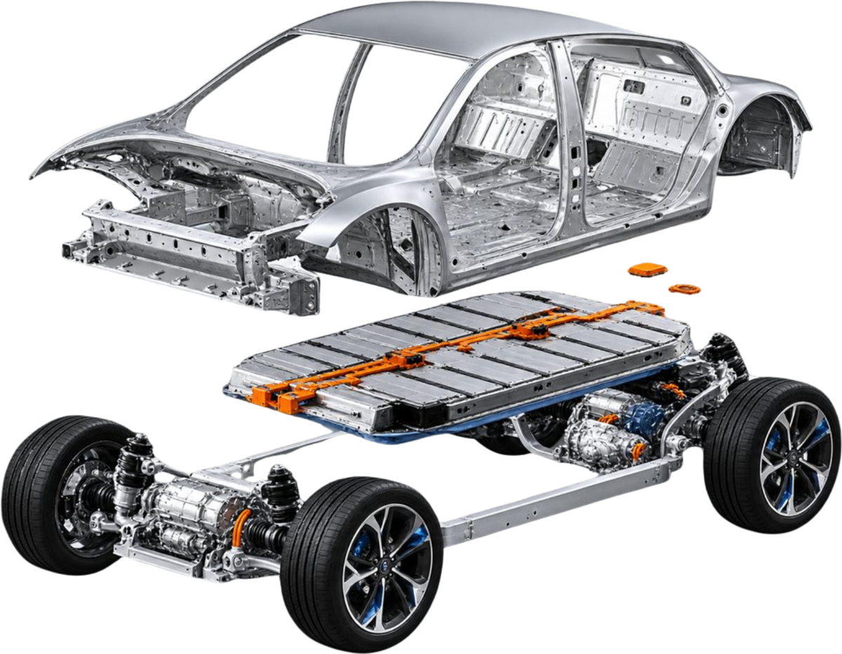 Exploded vehicle chassis and platform